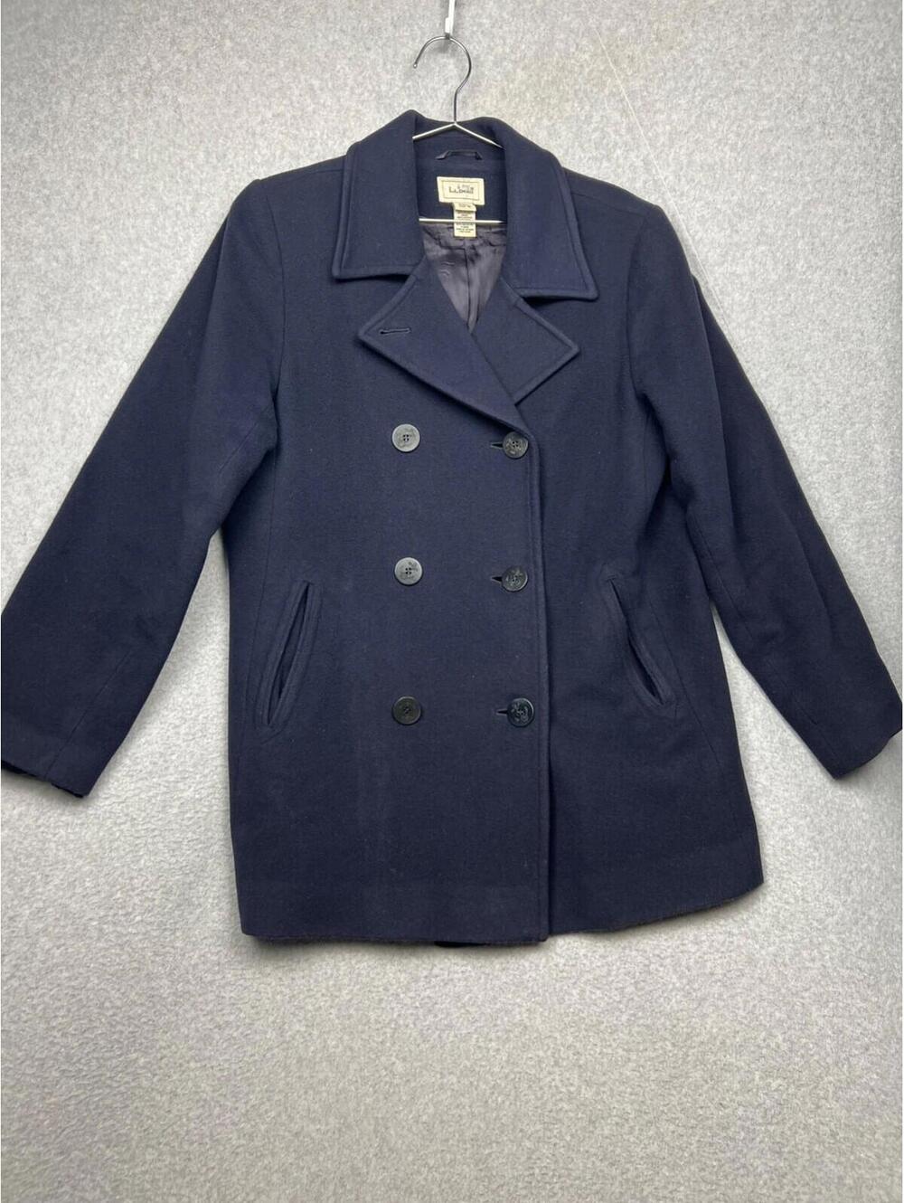 Vintage LL Bean Wool Pea Coat Womens 16 Navy Nautical Classic Classy
